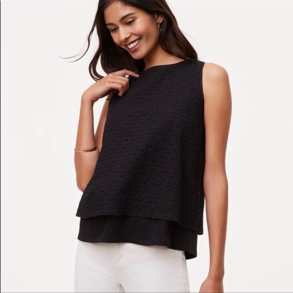 Loft layered eyelet tank size petite small